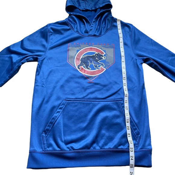 Youth MLB Chicago Cubs Blue Hooded Sweatshirt Sz Large - Picture 6 of 6
